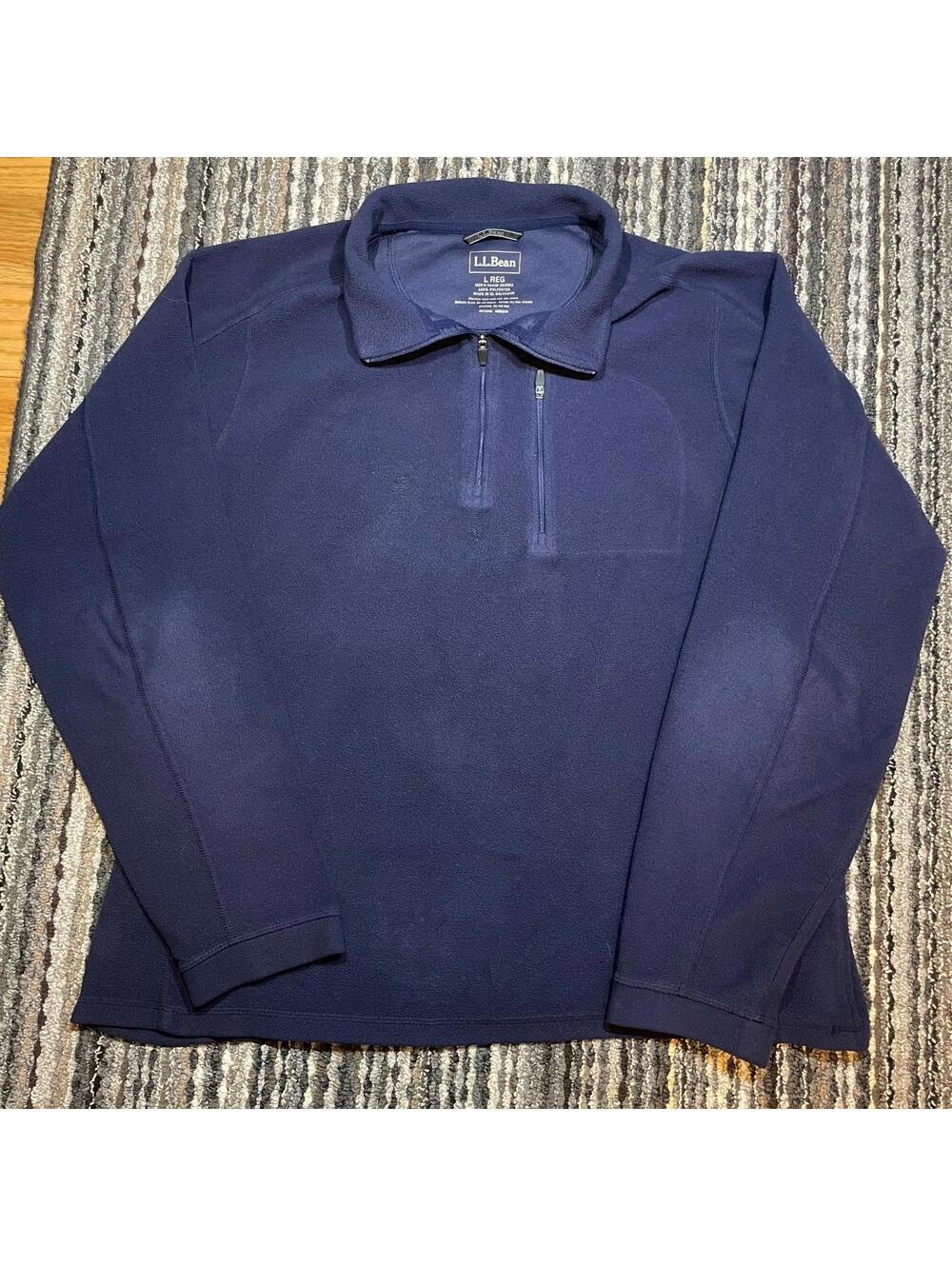 LL Bean Trail Fleece Quarter-zip Lightweight Men’s Size Large Navy Blue